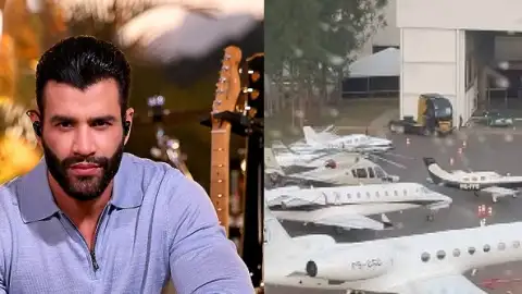 Evento na casa de Gusttavo Lima choca internautas pela quantidade de aviões estacionados